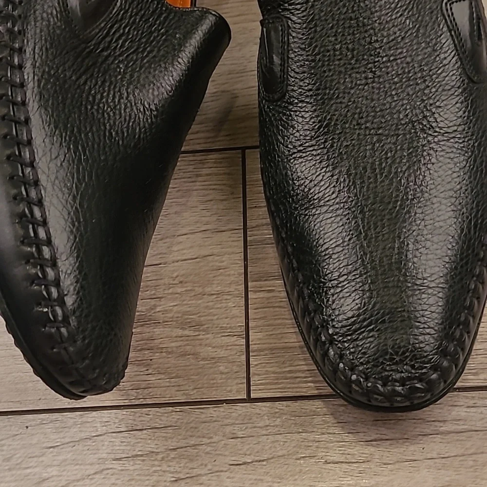 MEZLAN Spain‎ Black Grain Leather Merlo Model Sz 9.5 M Mens Loafers Dress Shoes